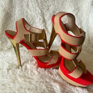 Aldo  Orange and Tan heels